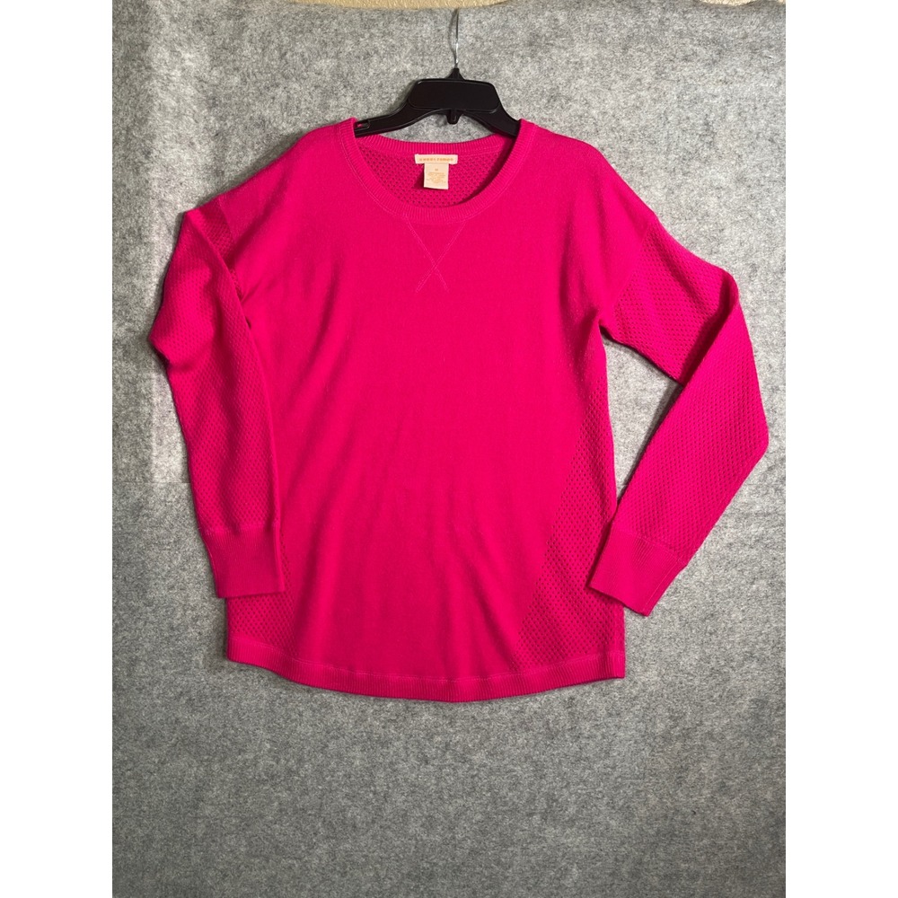 Sweet Romeo Hot Pink Pointelle Knit Crewneck Sweater‎ Womens Medium SR9231
